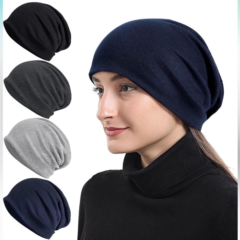 Senker Fashion 2 Cotton Slouchy Beanie Hats, Chemo Headwear Caps for Women/Men